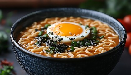 Ramen Bowl with Egg, Close-up