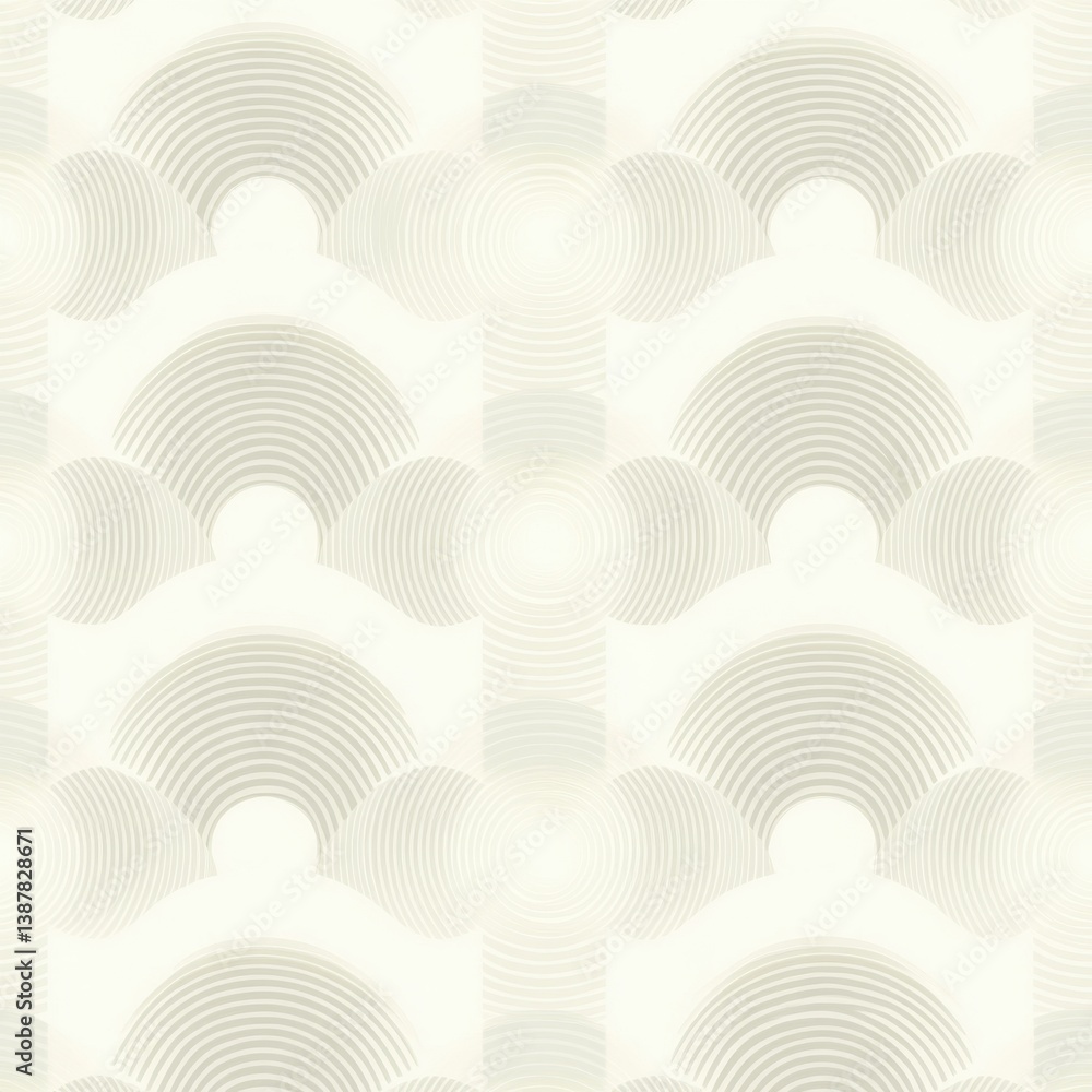 Aufkleber seamless geometric pattern featuring thin-lined circles with soft neutral gradients for modern decor