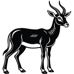 Adobe Illustrator ArtworkGazelle vector icon silhouette jump black antelope. Ghazal run vector stand side view illustration isolated on white background