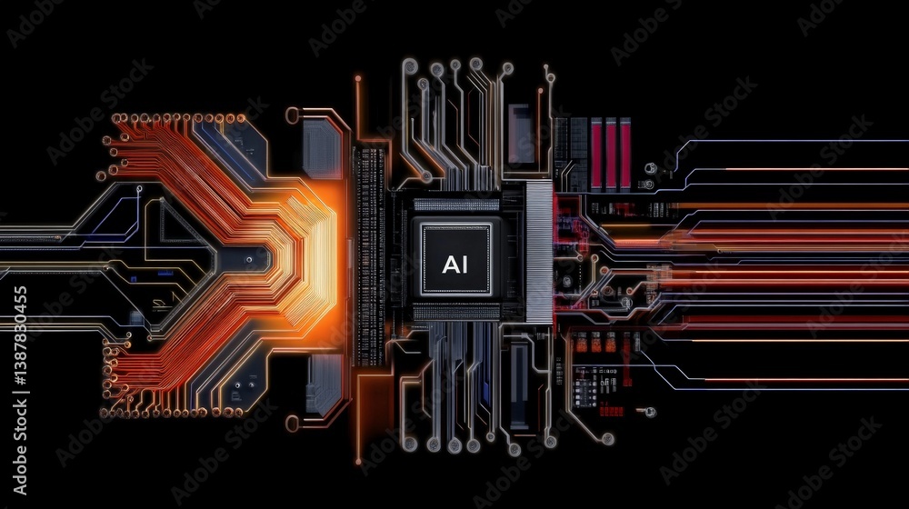Poster abstract technology background featuring artificial intelligence circuitry