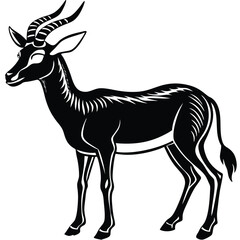 Adobe Illustrator ArtworkGazelle vector icon silhouette jump black antelope. Ghazal run vector stand side view illustration isolated on white background