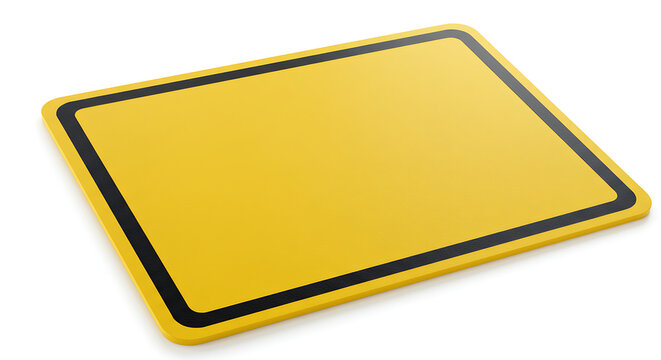 Brightly colored yellow cutting board with rounded corners and a black trim, a common kitchen utensil likely used for food preparation in homes and restaurants across Pakistan."