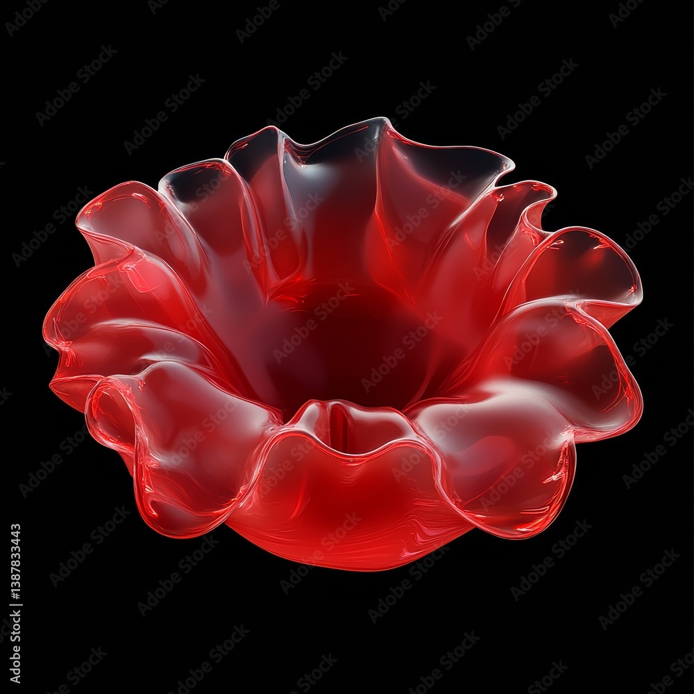 Poster smooth 3d red jelly blob with curved edges and soft appearance