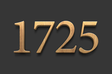 3D wooden logo of number 1725 on dark grey background.