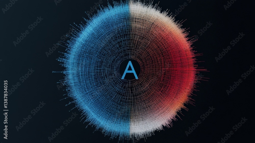 Aufkleber abstract circular visualization of data with blue and red halves