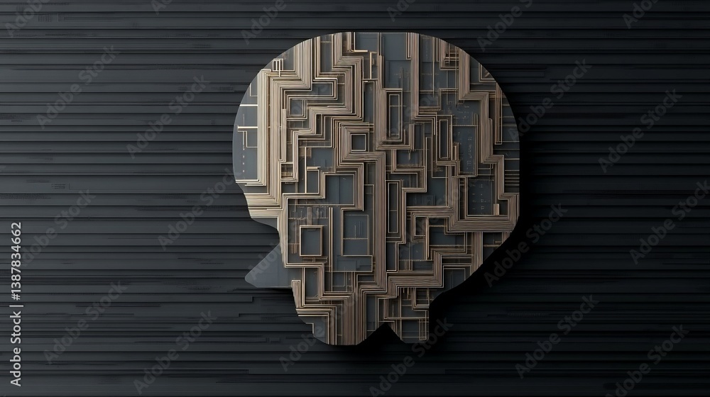 Aufkleber abstract profile silhouette with wooden frame patterns and texture