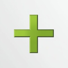 Obraz premium Green plus sign on a light background representing positivity and addition in a minimalistic design
