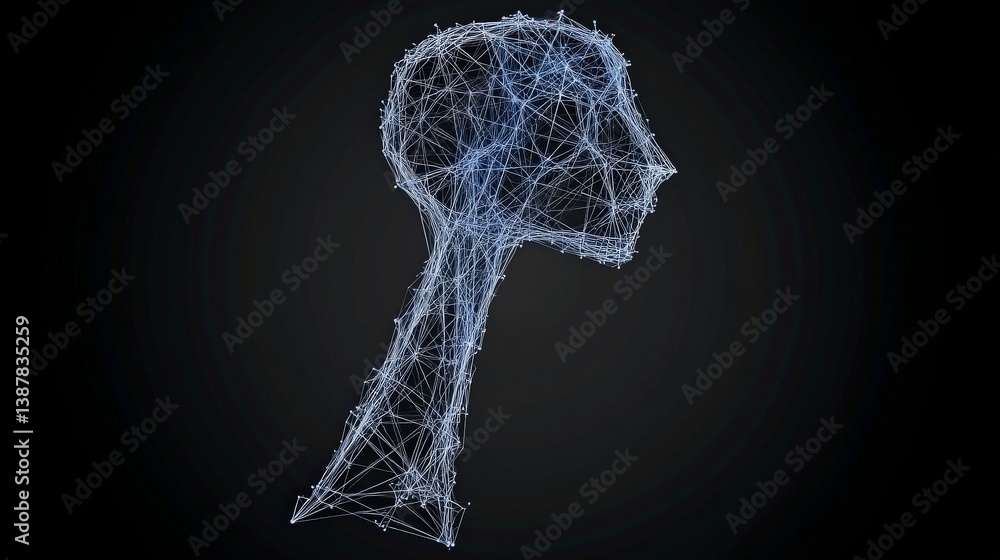 Poster abstract wireframe head illustration with dark background display