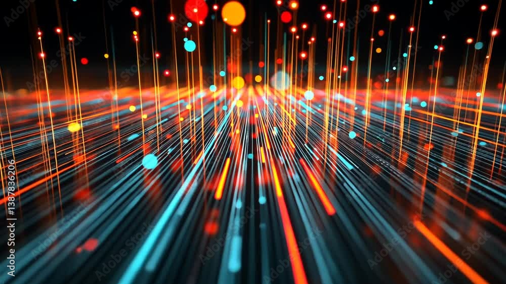 Poster dynamic data visualization illustrating business strategy trends generative ai