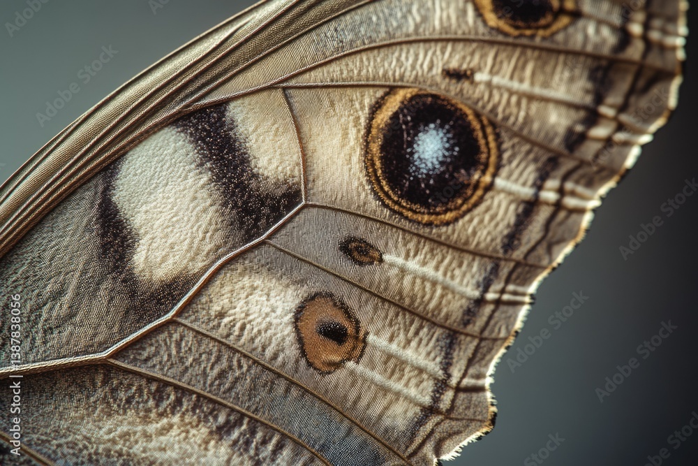 Poster close-up of a butterfly wing showcasing intricate patterns and textures.