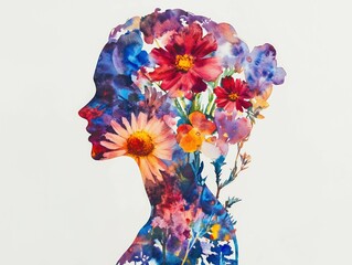 Colorful floral silhouette art representing inner beauty and nature harmony Generative AI