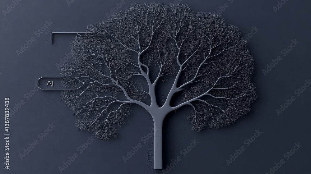 Poster abstract tree design illustrating artificial intelligence concepts