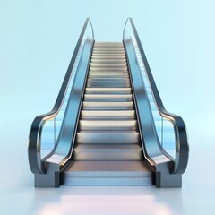 Stylish 3D Escalator with Metallic Frame and Soft Lighting Effects