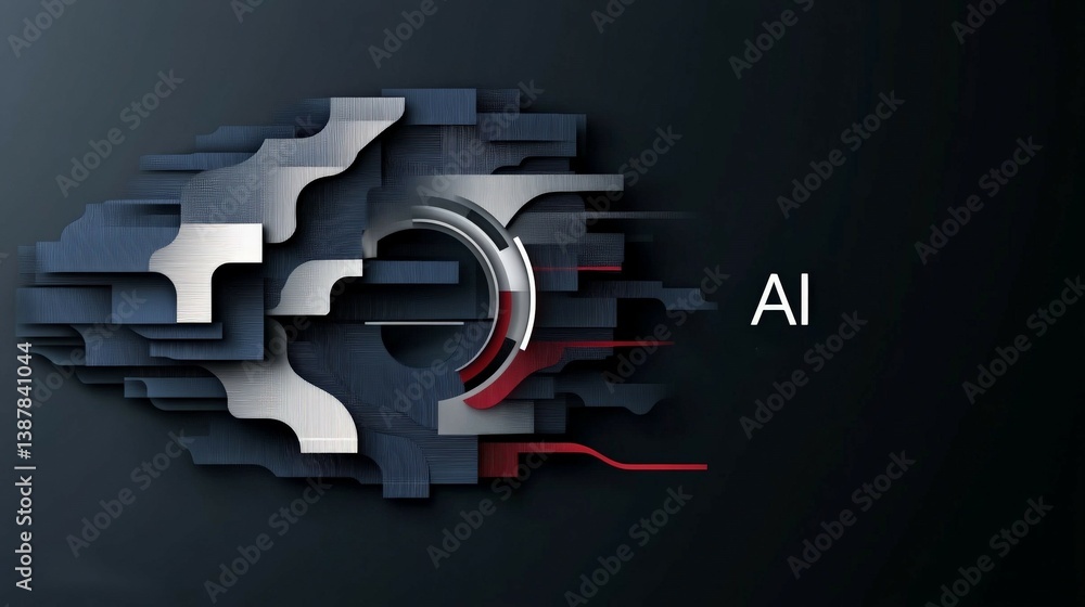 Poster abstract ai design with geometric shapes and digital textures
