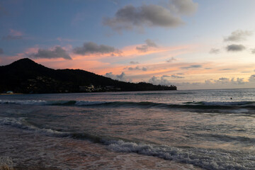 Stunning sunset with brilliant colors over the ocean.