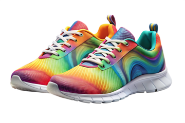 colorful cool running sneakers mockup isolated on white background PNG