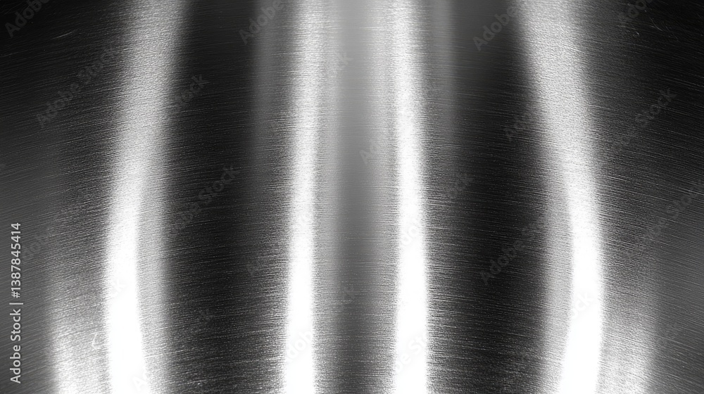 Poster metallic surface reflects light, creating blurred lines in a gray background