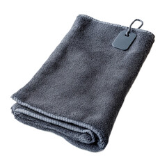 Soft Gray Microfiber Towel with Tag for Cleaning and Drying Applications in Home and Outdoor Settings