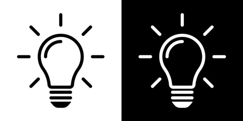 Light Bulb icon, vector isolated on white background. Idea sign, solution, inspiration, thinking Logo. Lighting Electric lamp, electricity, shine, shiny. Flat style for graphic design, logo, web site