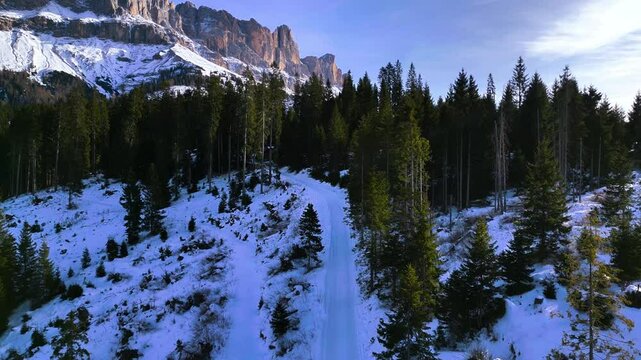 Panorama of the Dolomites. Nigra Pass and Catinaccio