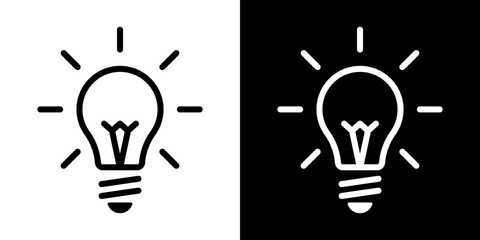 Light Bulb icon, vector isolated on white background. Idea sign, solution, inspiration, thinking Logo. Lighting Electric lamp, electricity, shine, shiny. Flat style for graphic design, logo, web site