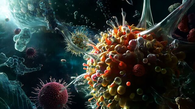 Exploring the Microscopic World Captivating Viral Structures in Dynamic Motion and Intricate Patterns