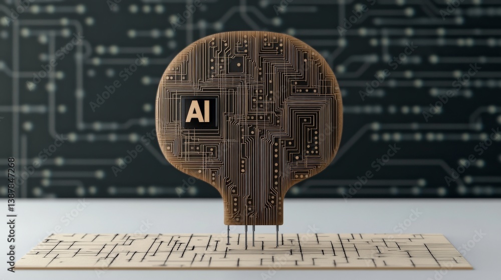 Poster ai concept with circuit board design and technology background