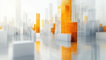 Obraz premium Abstract Cityscape Representing Structures with Orange and White Elements