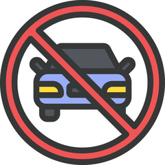 No Car Filled Line Icon