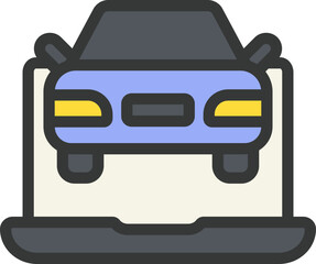 Car Laptop Filled Line Icon