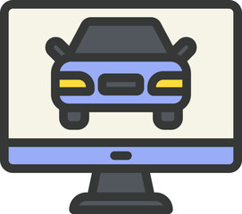 Car Computer Filled Line Icon