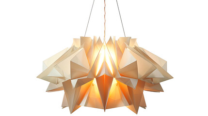 A modern origami-inspired chandelier, with a warm glow.