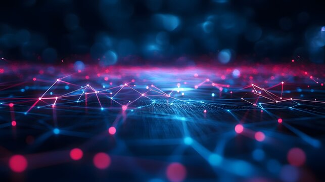 Futuristic technology neon light background empty space with reflection light on floor scene internet data network connection abstract virtual reality 3D render