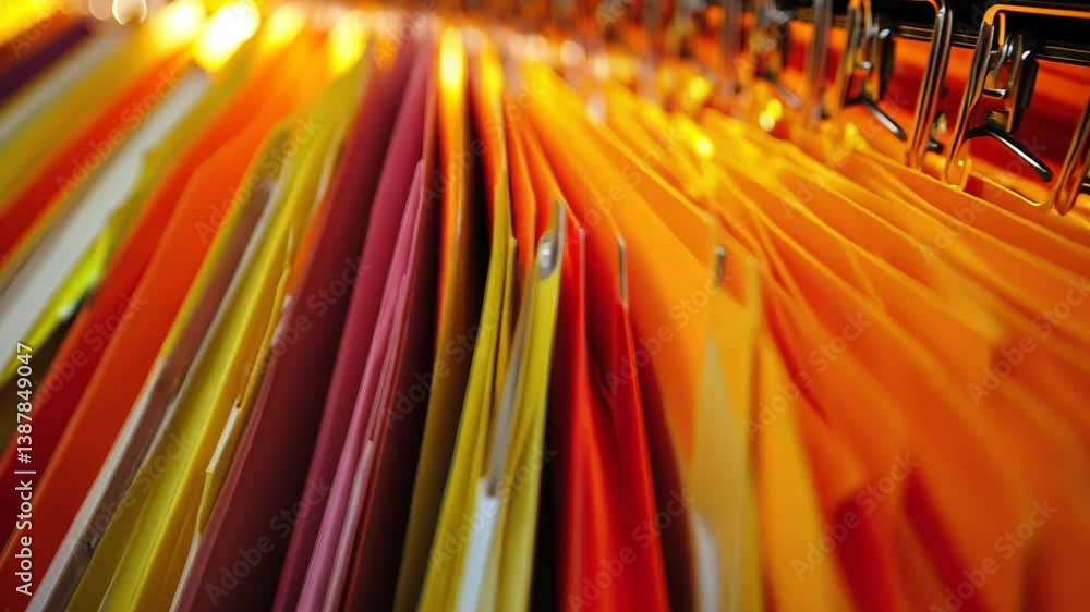 Aufkleber colorful file folders arranged neatly on a shelf for organization generative ai