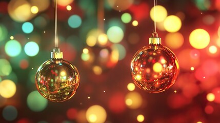 Fototapeta premium A radiant holiday abstract of translucent baubles hanging on invisible strings
