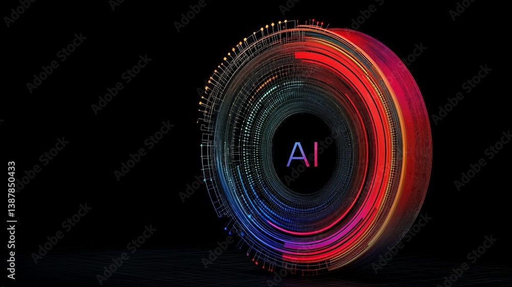 Poster vibrant circular design representing artificial intelligence concept