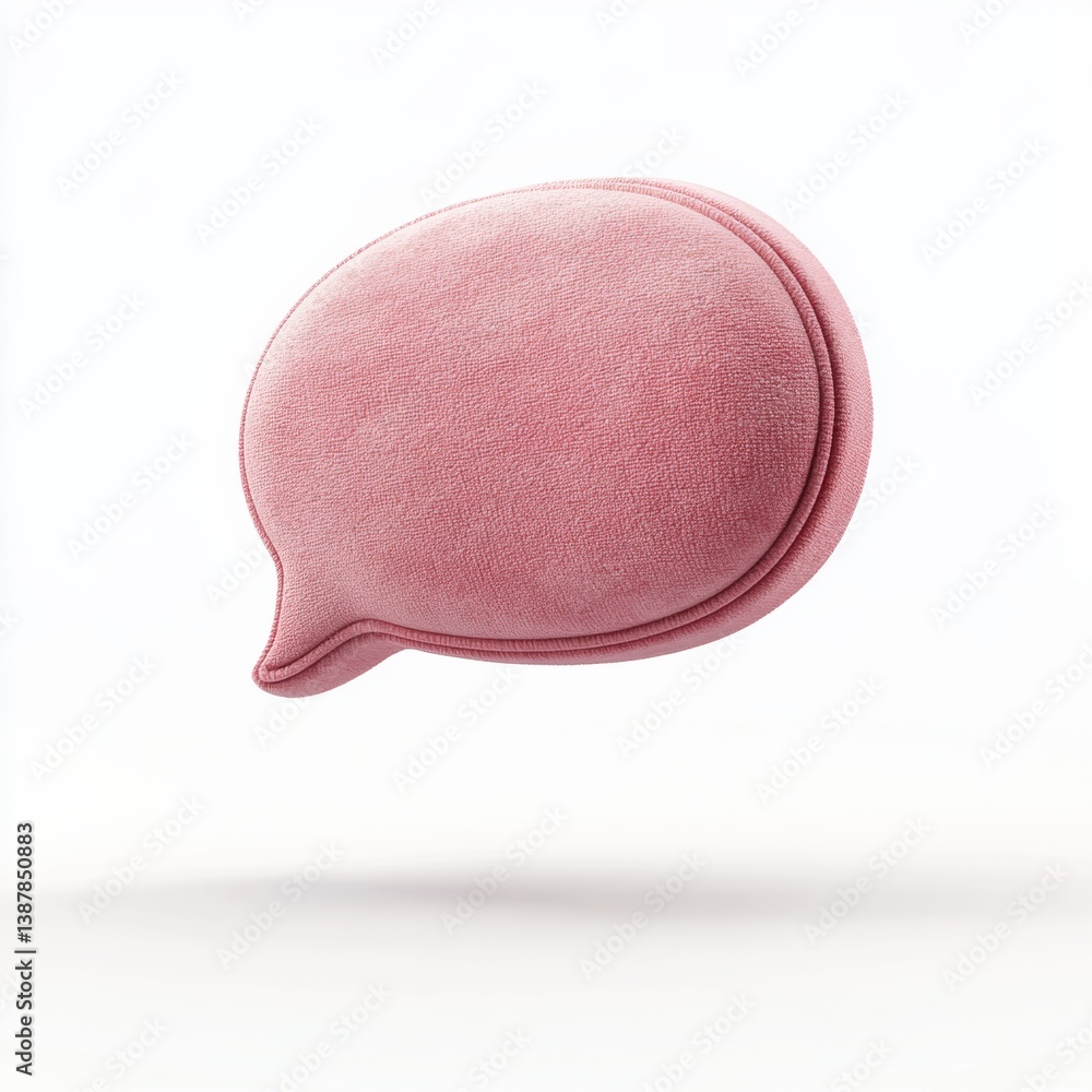 Poster whimsical 3d floating speech bubble with soft fabric texture
