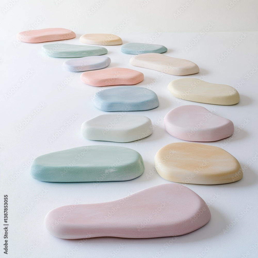 Poster irregular colorful 3d stones creating a whimsical stepping path