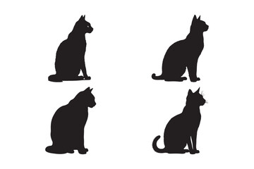 Cat Silhouette Vector Bundle Sitting Cat Clipart Outline Collection