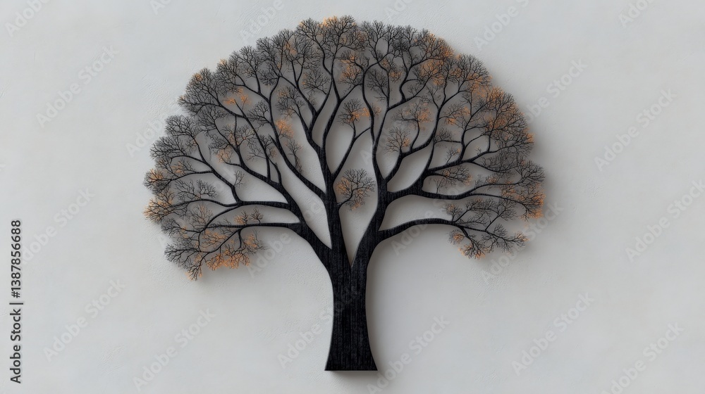 Poster artistic depiction of a tree with intricate branches and leaves