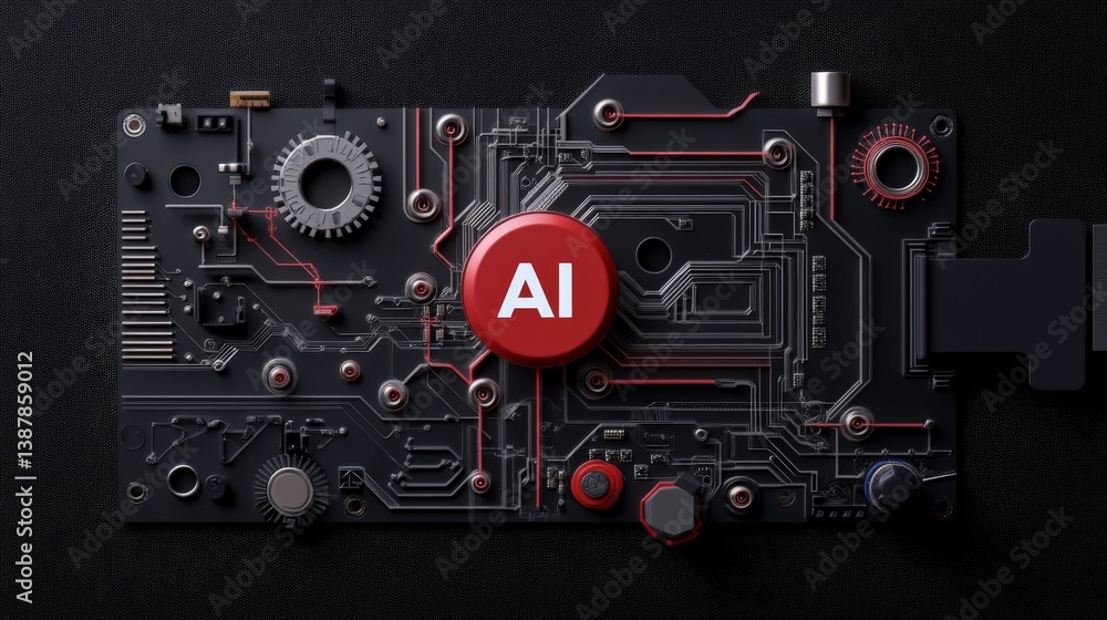 Poster circuit board background with ai concept and technology elements