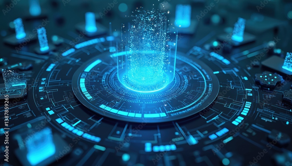Aufkleber futuristic illustration ai-powered automation in digital document management. cybernetics technology