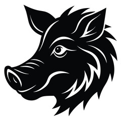 black and white silhouette of a wild boar Vector