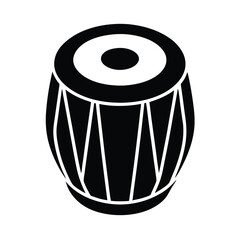 A Detailed Silhouette Illustration of a Traditional Dholak Drum  Vector
