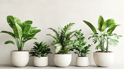 Obraz premium Elegant Mix of Indoor and Outdoor Potted Plants for Green Interior Design and Home Decor