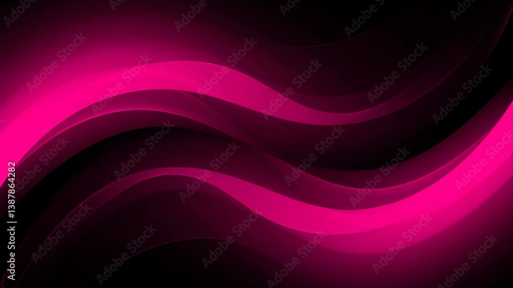Poster Abstract Pink Waves Flowing Elegantly on a Dark Background Loop