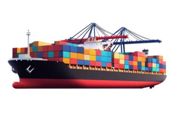 Container Ship Arrival on transparent background