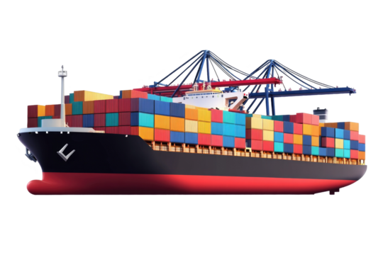 Container Ship Arrival on transparent background