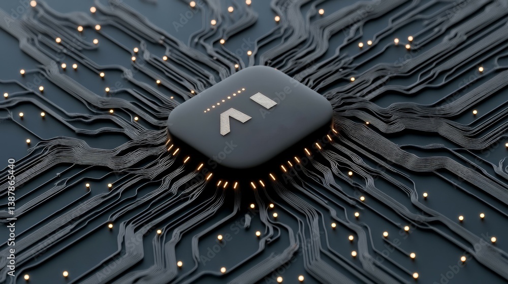 Poster abstract technology background with ai circuit and connections