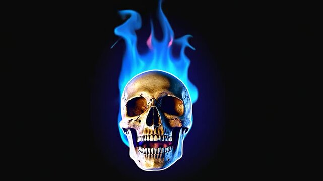 A human skull and crossbones, a classic symbol of death and danger, often seen in pirate lore and Halloween horror, with bones and an evil, scary face
